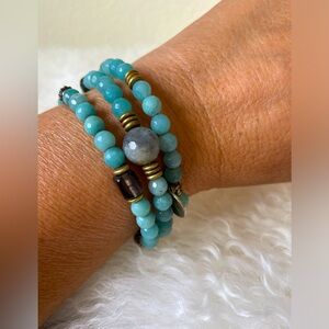 Stone Bracelet with Laboradite & Silver